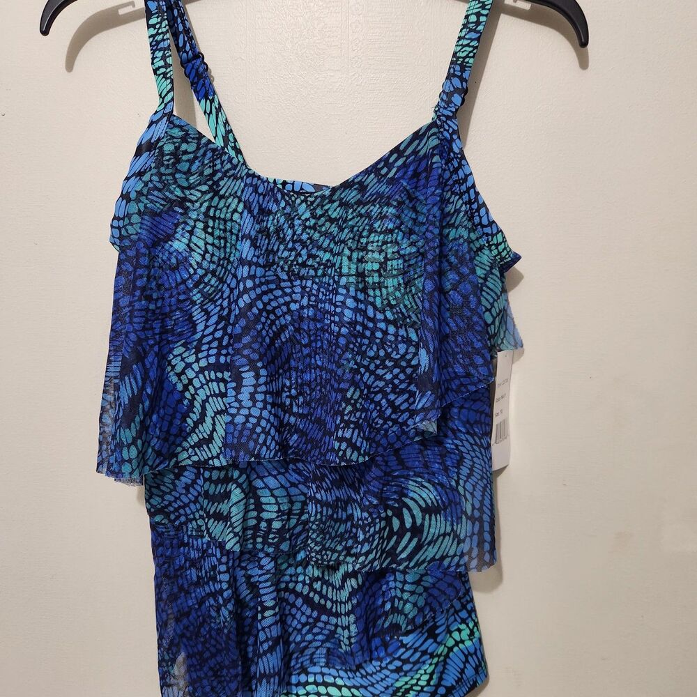 Del Raya womens Tankini Top Size 10 Blue Layered